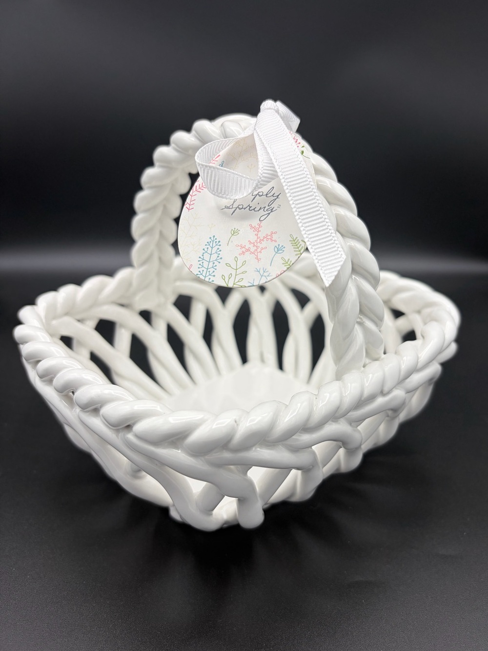 Grace's Pantry Hand Woven white Ceramic Basket